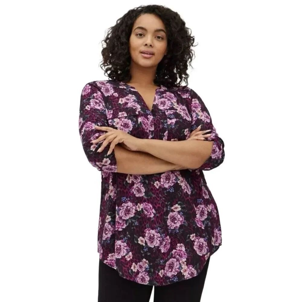 New! Torrid Purple Floral Harper Tunic Sz 5x